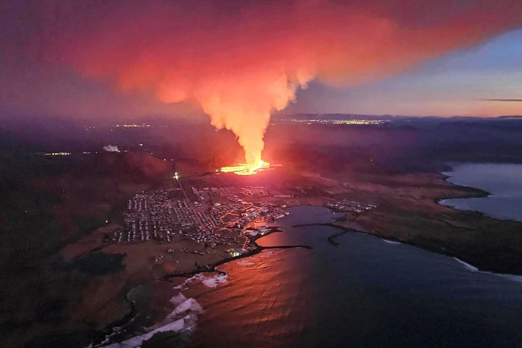 Volcano erupting