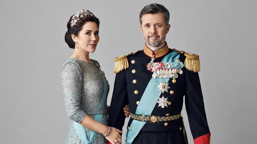 The danish king and and queen wearing their royal attire