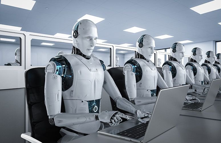 Robots working in the office