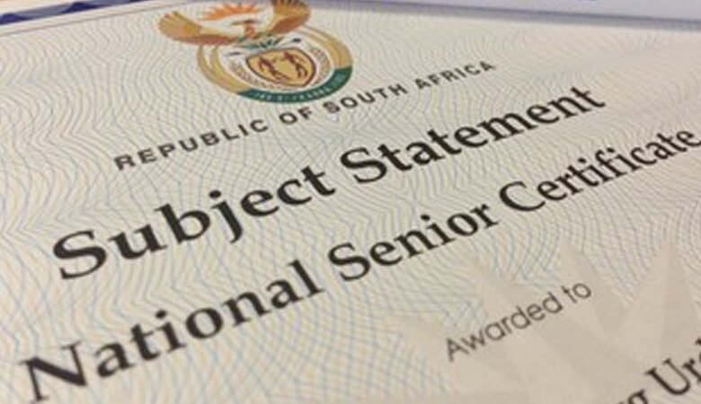 Cropped South African matric certificate