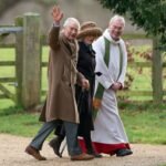 King Charles walking with wife and pope