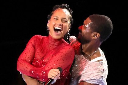 Usher and Alicia Keys at the Super Bowl