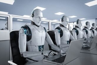 Robots working in the office
