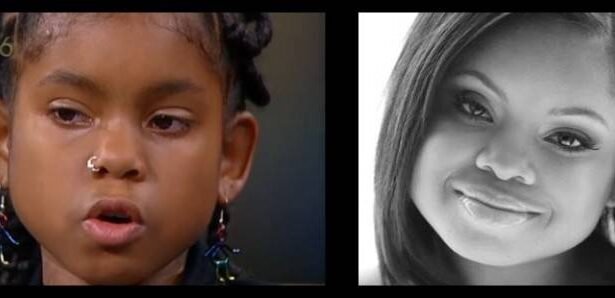 Two picture of Hydeia Broadbent, one when she was young and one when she was old